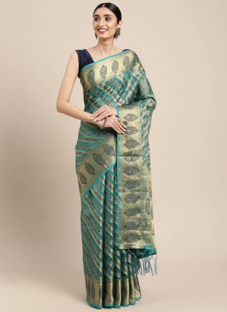 Blue Colour Natasha Krishna New Ethnic Wear Exclusive Organza Saree Collection 2004